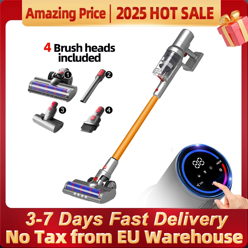 ABIR VC205 Cordless Handheld Vacuum Cleaner,27000PA,Touch Screen,Smart Dust Sensor,Auto Speed Control for Home Bed Carpet Clean