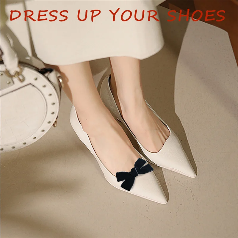 Black Velvet Bow Shoe Clips Handmade Shoe Embellishment Detachable Women  Wedding Party Shoe Accessories for Pumps Flats 2 Pcs