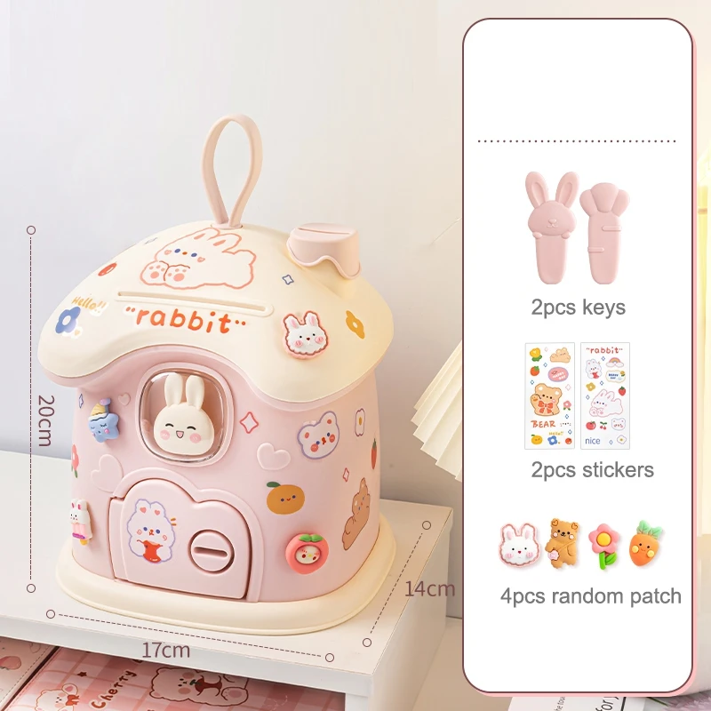 Kids Creative DIY Money Banking Toys Piggy Bank Money Saving Pot Coin Banks Coin Box With Lock Key Christmas Gift Toy For Girl 6