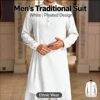 2025 New Muslim Middle Eastern Arab, Malaysian Men's Button Cotton and Linen Shirt, Muslim Robe