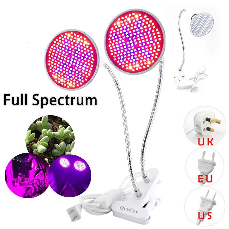 200 Led Full Spectrum Plant Grow Light Lamp Uv Ir Growing Bulbs Hydro Clip Holder Per Flower Veg Indoor Serra Growbox Tenda