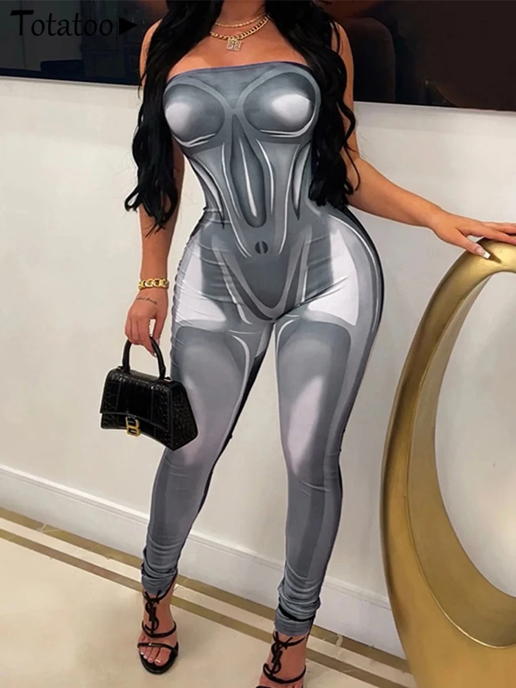 

Totatoop-женский сексуальный узкий комбинезон с 3D принтом с открытыми плечами леггинсы без бретелек Комбинезоны для вечеринки в ночном клубе 2024