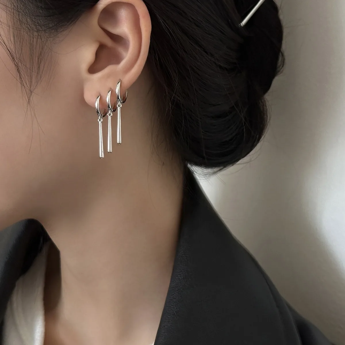 Long Strip Hoop Earrings for Women Water Drop New Trendy Statement Earring Jewelry Accessories