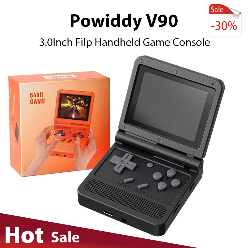 Powkiddy v90 3.0 tela Polegada ips retro console de videogame de código