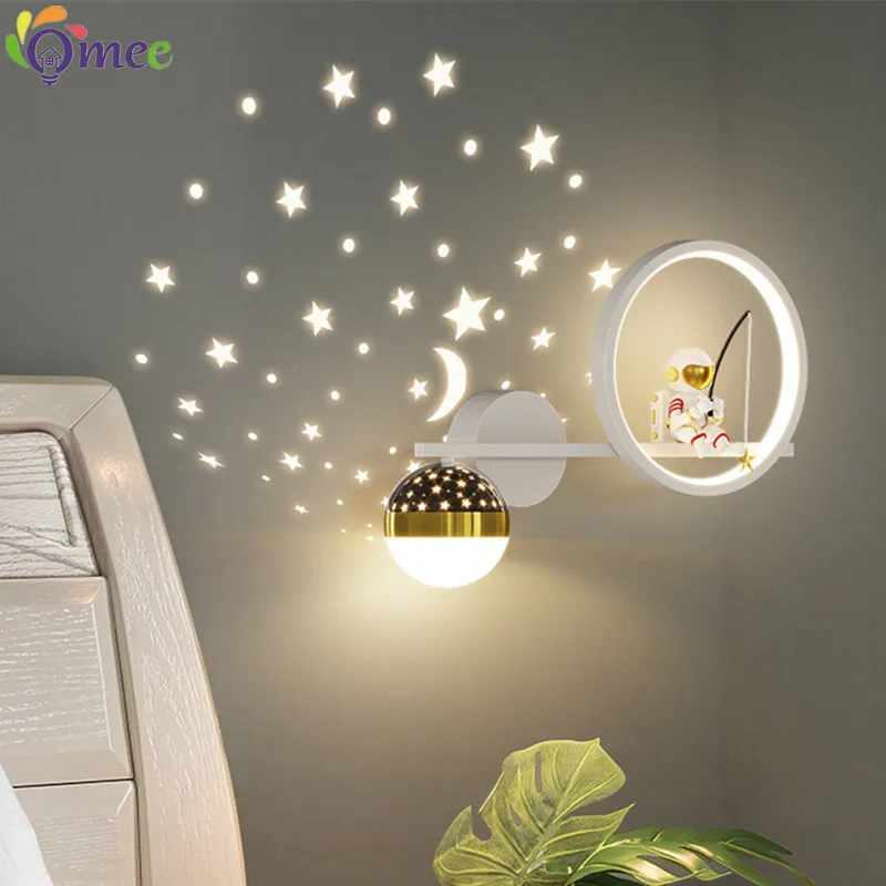 Nordic LED Personality astronaut Moon Children's Room Wall Lamp Kitchen Dining Room Bedroom Study Balcony Aisle Lamps Decoration