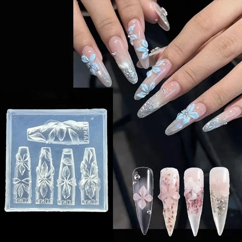 실리콘 3D 꽃 네일 몰드 DIY 하와이 히비스커스 네일 아트 조각 템플릿 투명 꽃잎 네일 디자인 레진 몰드 네일 도구
