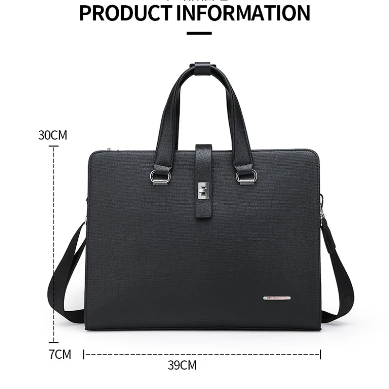 New men's handbag, trendy business computer bag, business travel file bag, trendy one shoulder crossbody briefcase