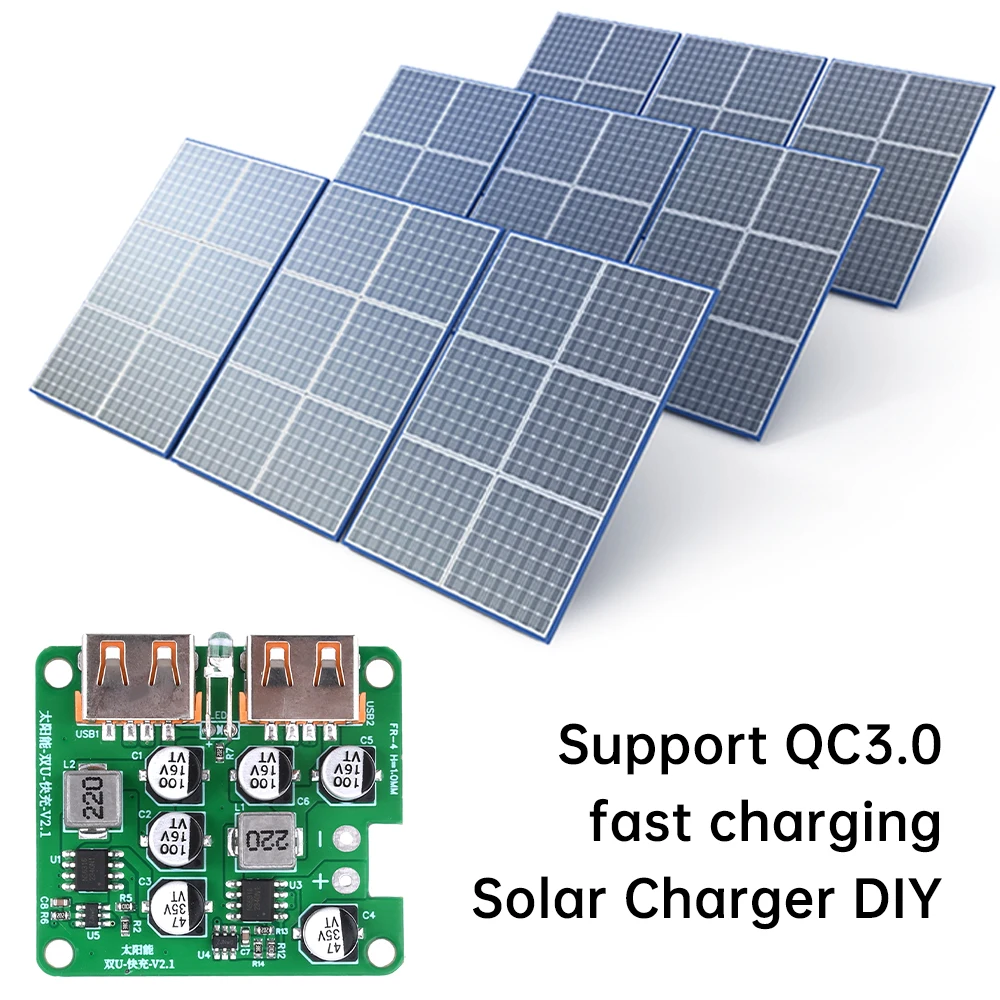 Solar Panel Charging Converter 5-30V 3A To 5V3A 9V2A 12V1.5A Dual USB Output Support QC3.0 Fast