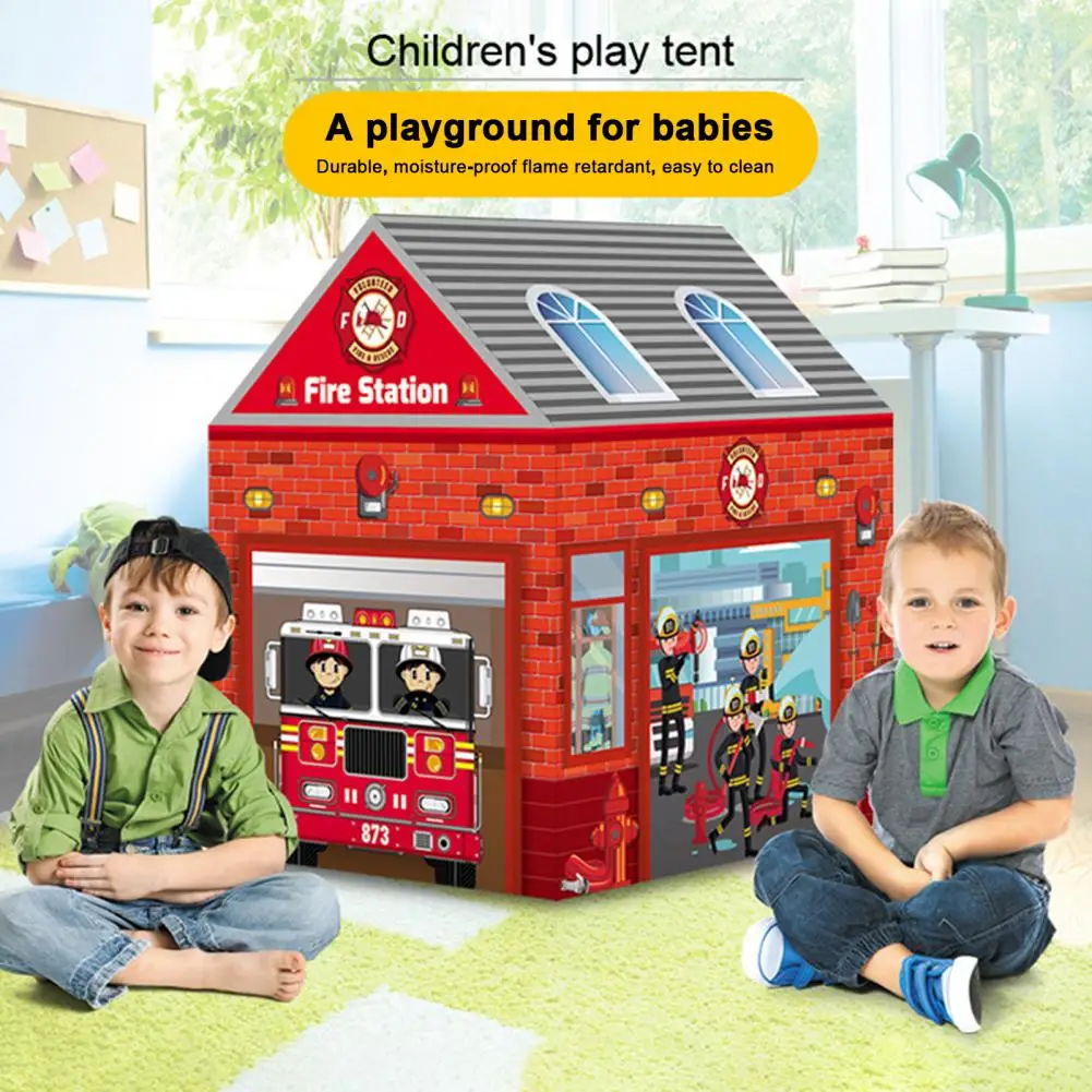 Realistic Patterns Play Tent Spacious Dino Playhouse Tent Set for Kids Indoor Outdoor Firefighter Dinosaur Astronaut for Little 3