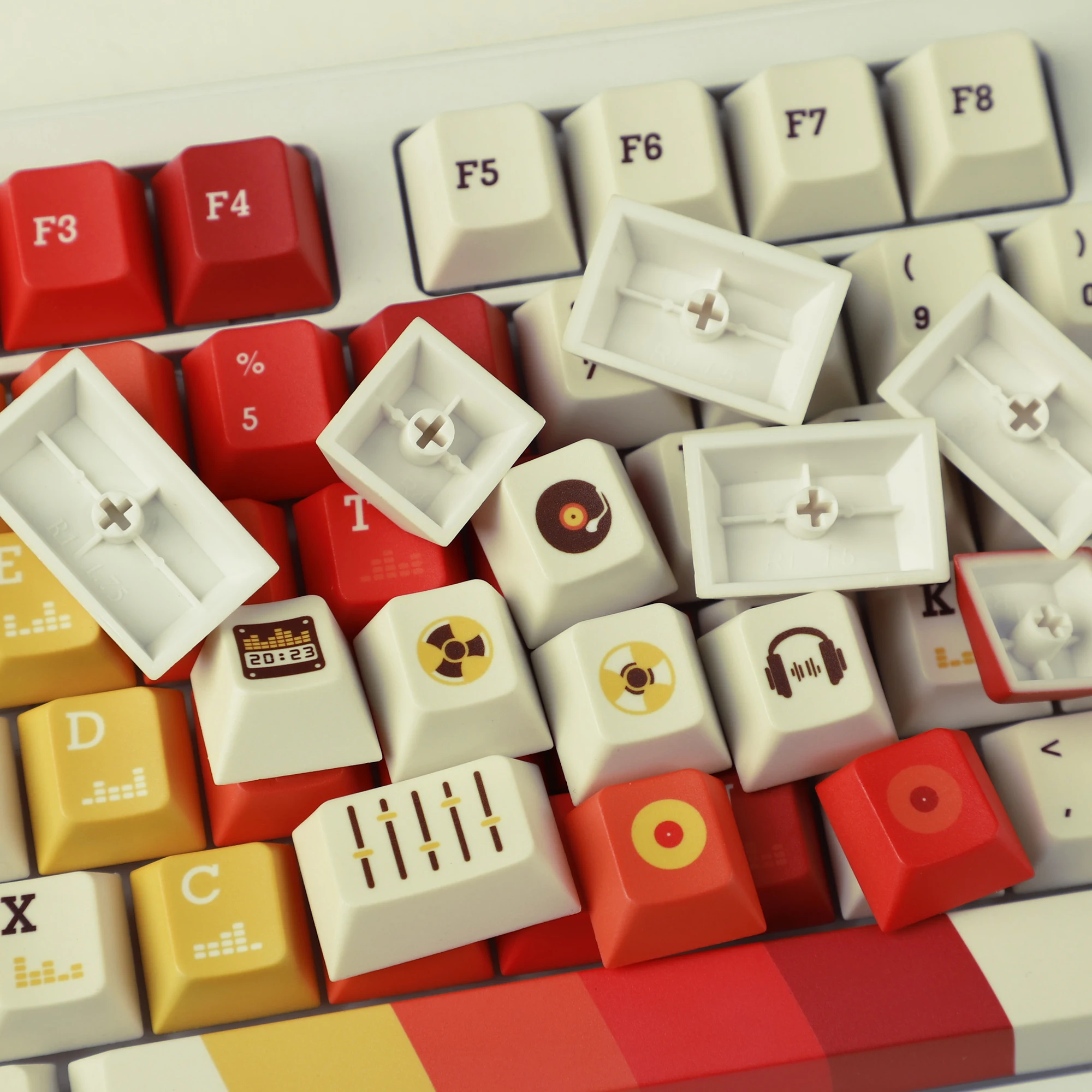 Ymdk-keycap Pbt Grosso para Teclado Mecânico mx Perfil Cereja 1970 Music Dye Sublimation 61 68 84 87 96 104 108 - Imagem 2