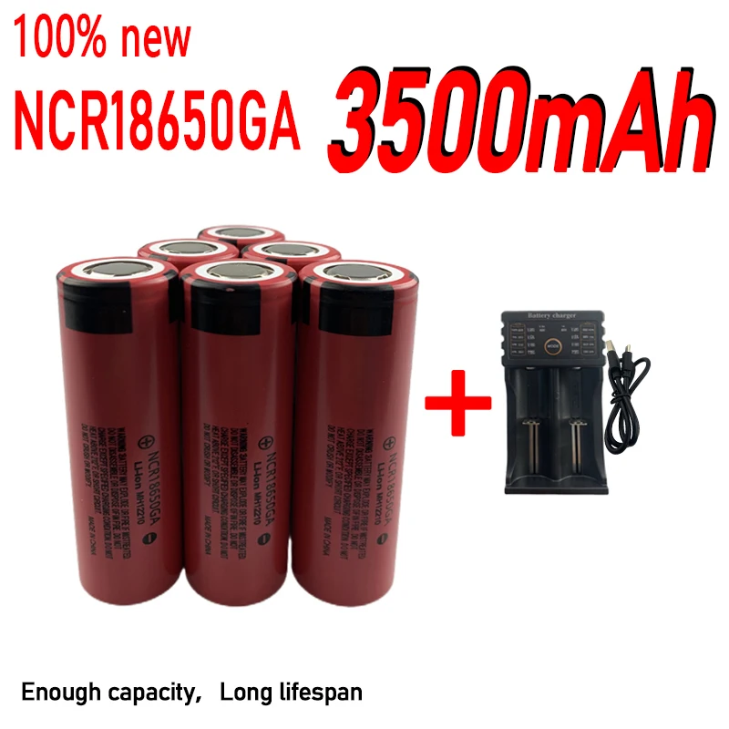

18650GA High Discharge 3.7V 3500mAh 18650 Rechargeable Battery Flashlight Flat-top Lithium Battery