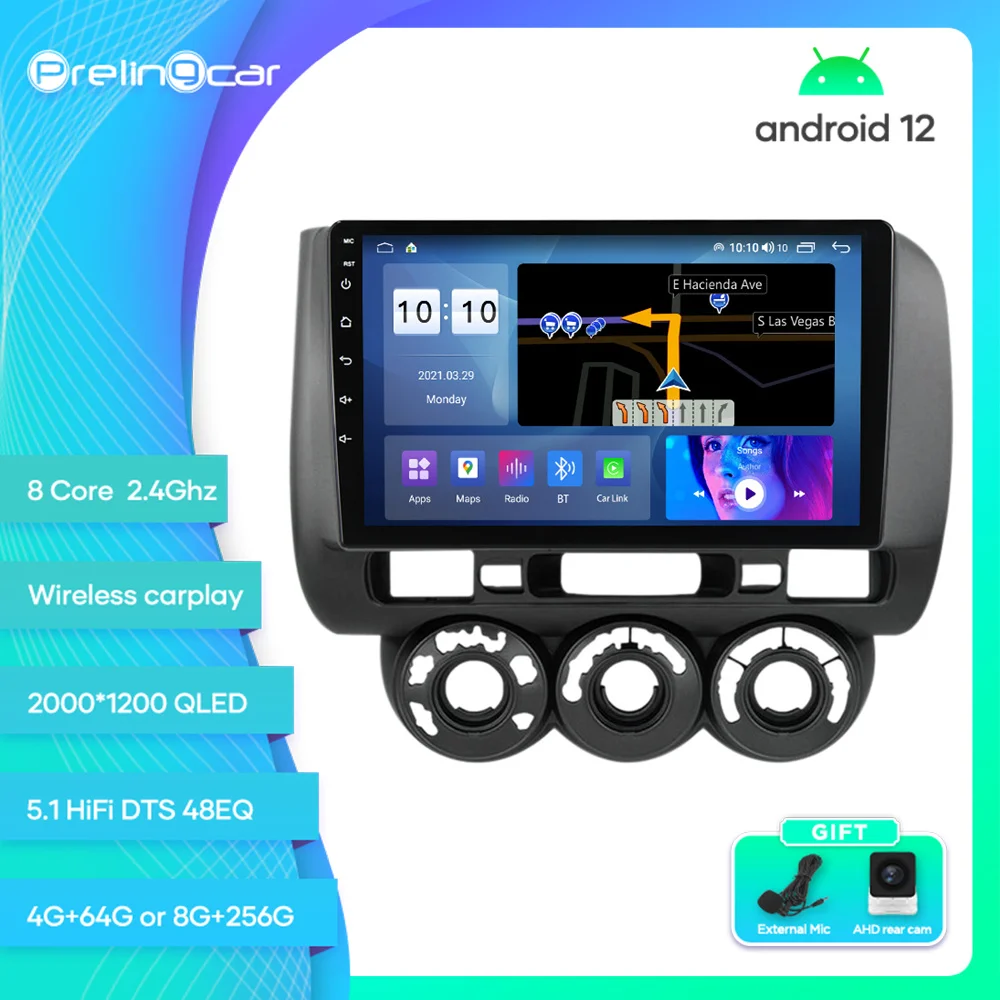 

Prelingcar For Honda Fit Jazz City 2002-2007 Android 12 Car Monitor 8 256g Carplay RDS GPS Built 2din Radio DVD Player 5.1 DST