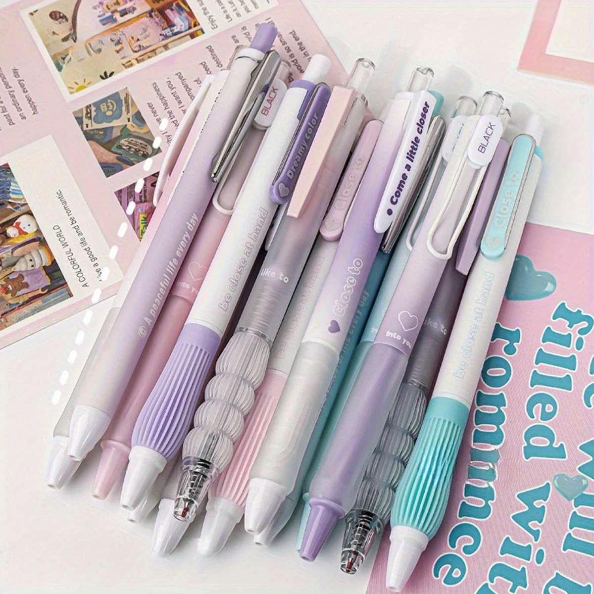 5 قطع من أقلام حبر الجل الأسود، أقلام لطيفة 0.5 مم نقطة دقيقة لكتابة المجلات وتدوين الملاحظات والمكتب والمنزل