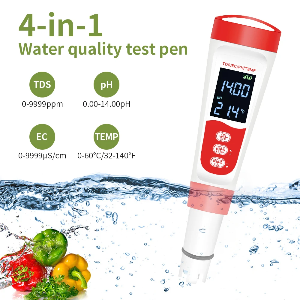 PH EC Meter Waterproof For Water Quality Testing