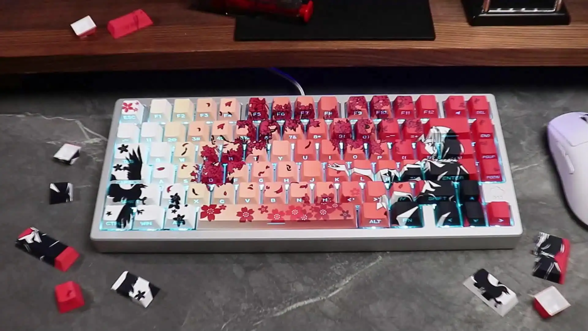 Jeu De Keycaps PBT Sakura MOA 133 Touches - Sublimation, Compatible Cherry MX, Pour Claviers 60% à 100%
