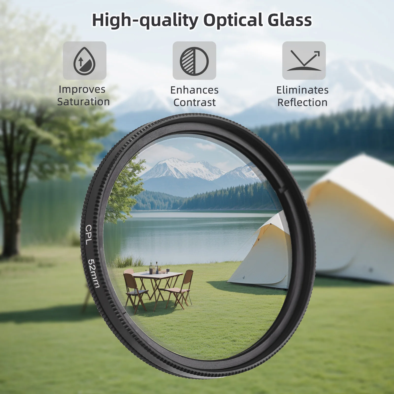 52mm CPL Filter Phone Camera Lens Clip-on Polarizer Filter Lens Clip for iPhone 15/14/13/12/11 Smartphones for Canon Nikon DSLR camera lens filter