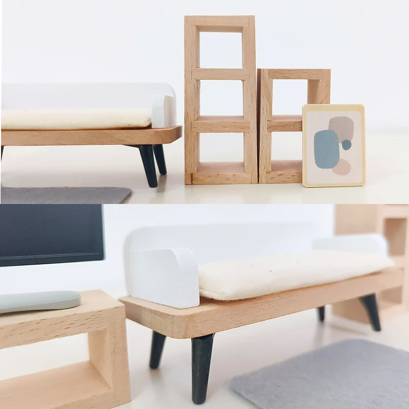 kids Wooden Play House Toy Set Mini Dollhouse Simulated Furniture Set Bedroom Kitchen Items Table And Chairs Accessorie ﻿ - 2
