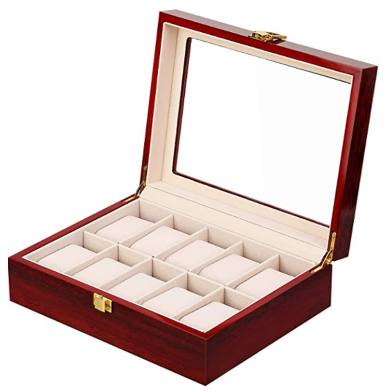 

10 Slot Watch Display Storage Box/Jewelry Collection Case/Wooden Organiser Holder Box