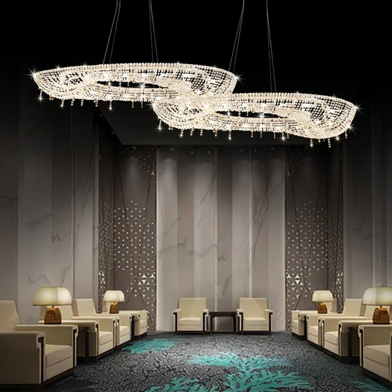 LED Postmodern Art Deco K9 Colorized Clear Crystal Chrome Gold Lustre Chandelier Indoor Lighting Hanging Lamps For Living Room