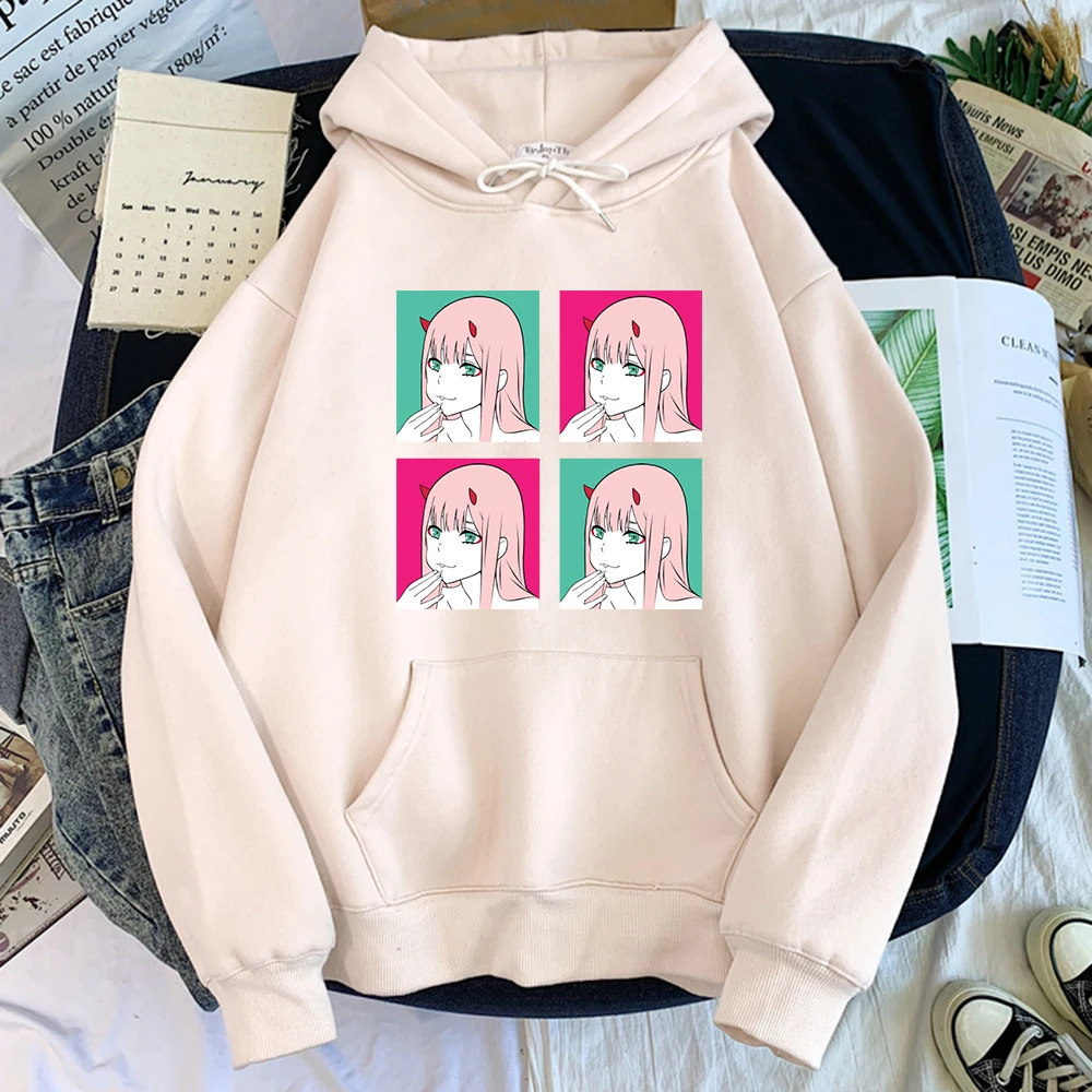 

Zero Two Darling In The Franxx Pattern Hoodie Mens Casual Comics Clothing Harajuku Fleece Sweatshirt Autumn Streetwear Man Hoody