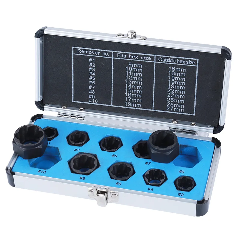 

10Pcs Damaged Nut Bolt Remover 9-19Mm Car Garage Mechanics Equipment Tool Extractor Threading Hand Tools Kit For Home