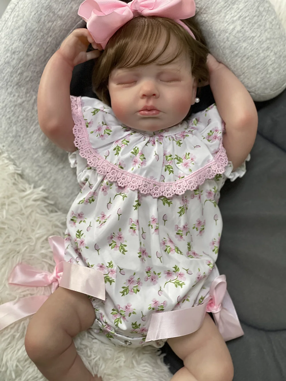 

20inch Bebe Reborn Dolls Loulou with Rooted Hair Newborn Sleeping Baby Cuddle Baby Already Painted Skin with Visible Veins