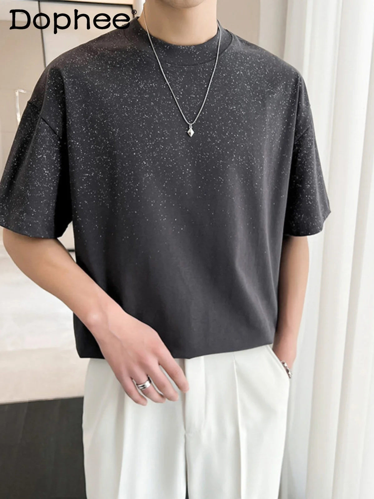 

Starry Short-Sleeved T-shirts Men's 2024 Summer Fashion Loose Comfort Casual Round Neck Half Sleeve T-shirt Top Trendy T-shirt