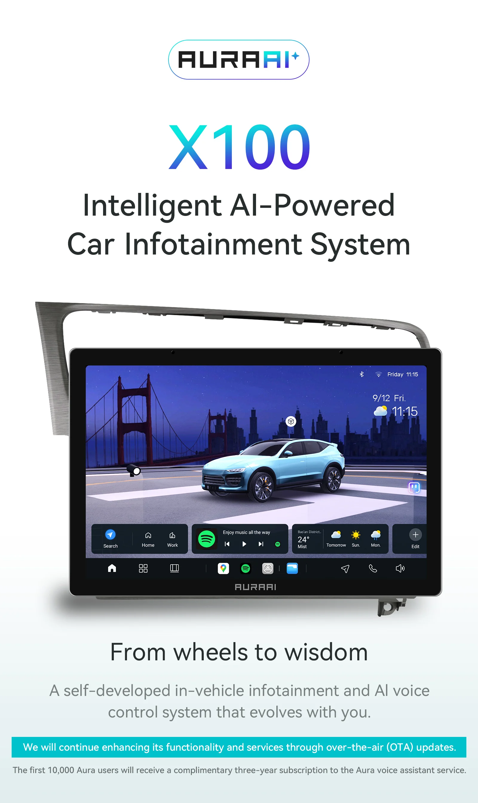 AURAAI 2K Bildschirm AI Auto Elektronisches Gerät für Volkswagen Golf 7 2013–2017 Navigation Carplay Autoradio Intelligente Systeme 4G – Detail 1