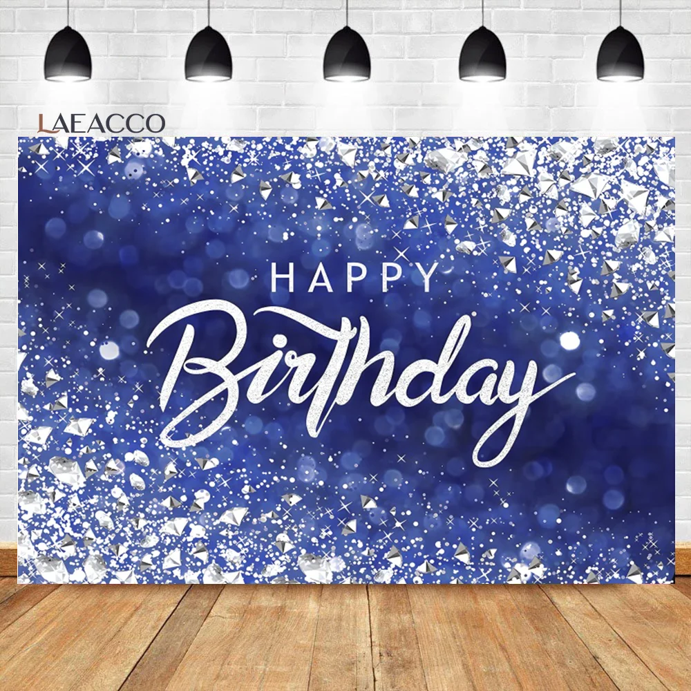 

Laeacco Happy Birthday Backdrop Diamonds Shining Dreamy Light Bokeh Dots Women Adults Portrait Customized Photography Background