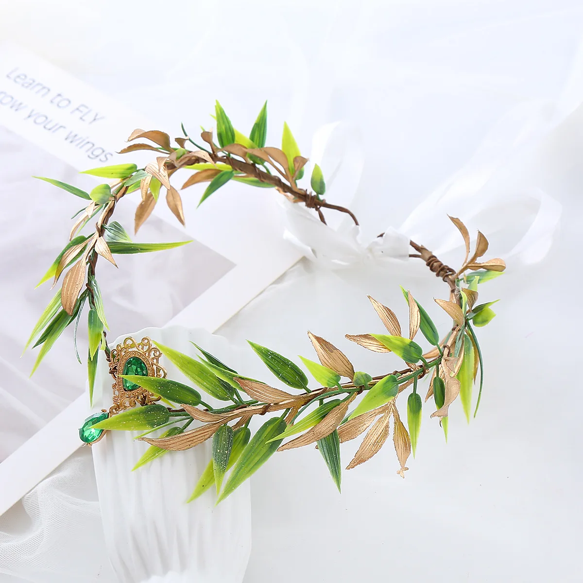 Retro Elf Costume Accessories Woven Forest Garland Judge Eyebrow Pendant Elf Ears Role-playing Party