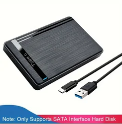 Compact 2.5 SATA to USB 3.0 External Hard Drive Enclosure with Fast Data Transfer and Durable ABS Construction (Type C)