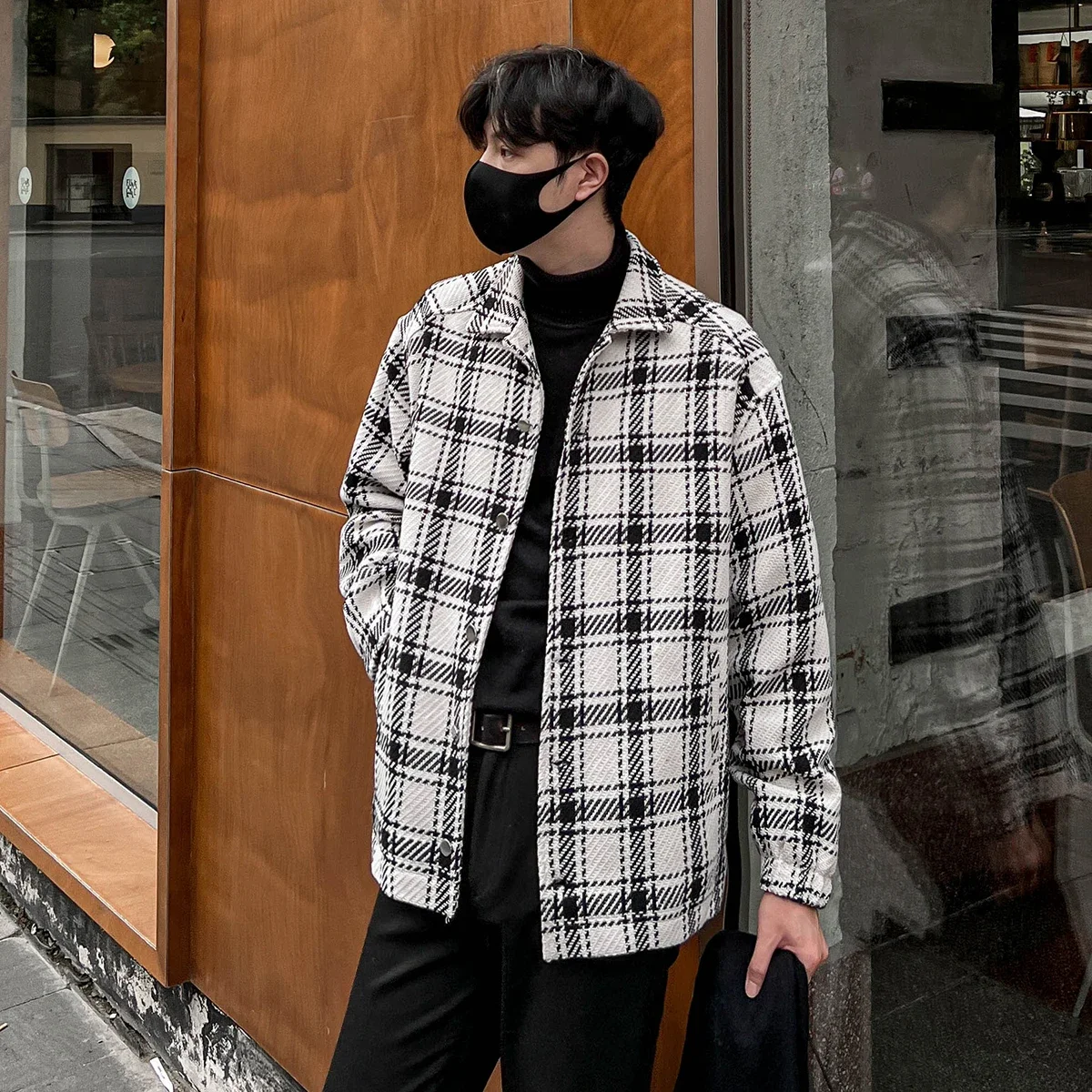 Autumn Winter Men's Plaid Jackets Korean Style Fashion Streetwear Vintage Checkered Outerwear Casual Jacket Coat Clothing Man