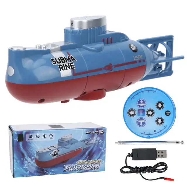 RC Submarine MINI Remote Control Boat Waterproof Diving Toy Simulation Model Gift for Kids Boys Support 6‑channel Control 1