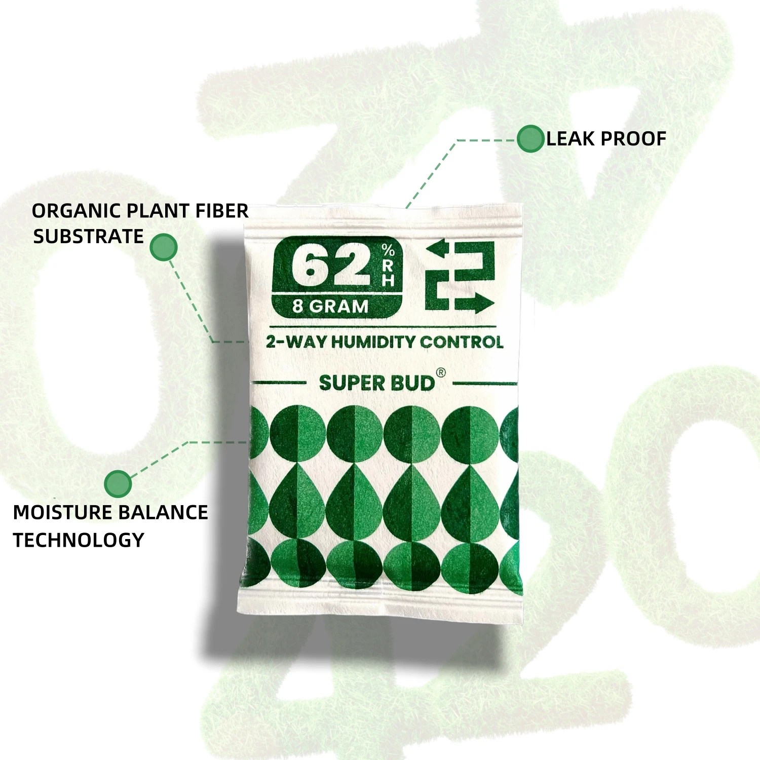 2-Way Humidity Control Packs Size 4g/ 8g 62% RH for Curing&Storage Flower Buds Herbs Moisture Balancer Hydration Packets