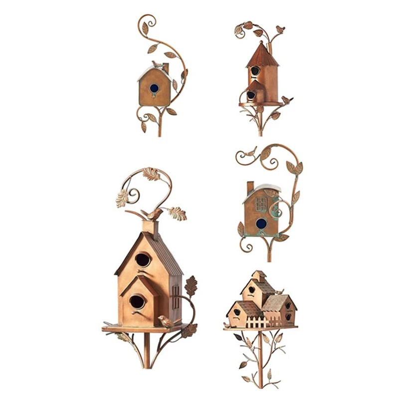 

Garden Bird House With Pole Metal Bird Feeders Garden Stakes Bird Houses For Courtyard Backyard Patio Outdoor