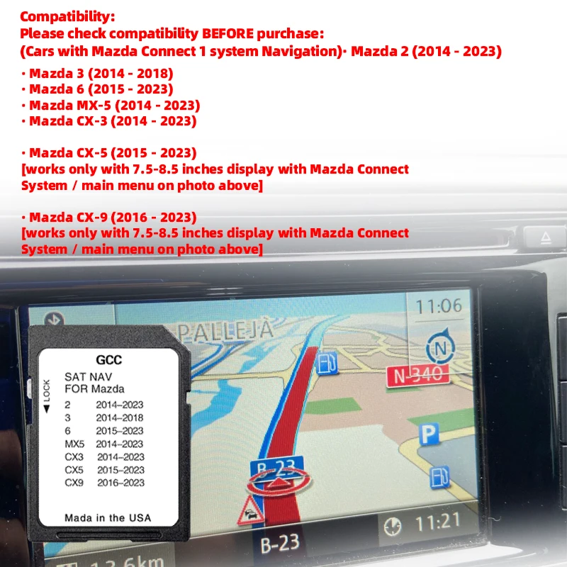 Mazda 2/3/6/MX5/CX5/CX9 자동차 Navi 시스템 GPS 지도 2024 ..