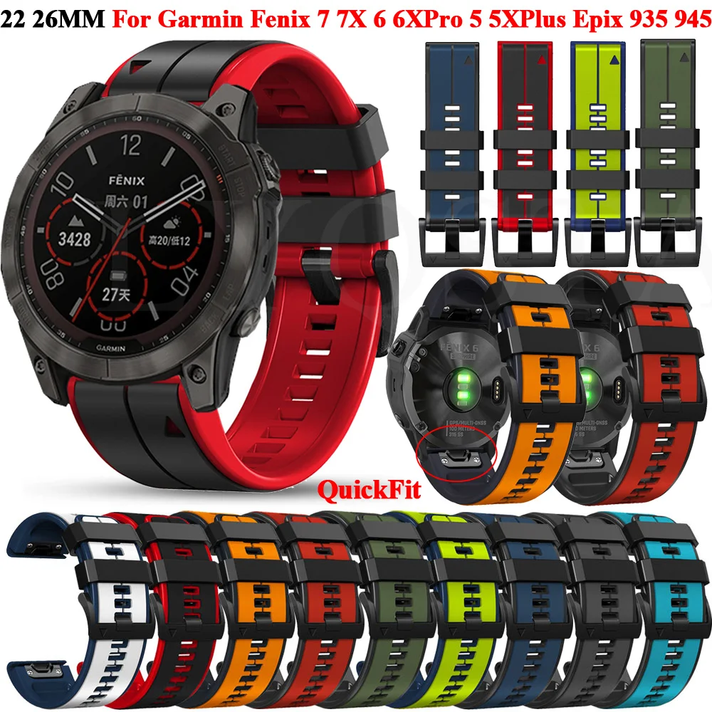 22MM 26MM Easyfit Silicone Strap For Garmin Fenix 7 7X 6 6X Pro 5 5X Plus  3HR Smar Watch Bands Quick Release Wristbands Bracelet - AliExpress