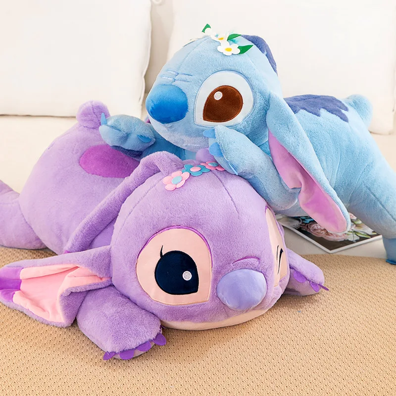 디즈니 55cm 스티치 인형 봉제 인형 릴로 & 스티치 봉제 인형 부드러운 베개 경향이 자세 어두운/밝은 보라색 귀여운 장난감 선물