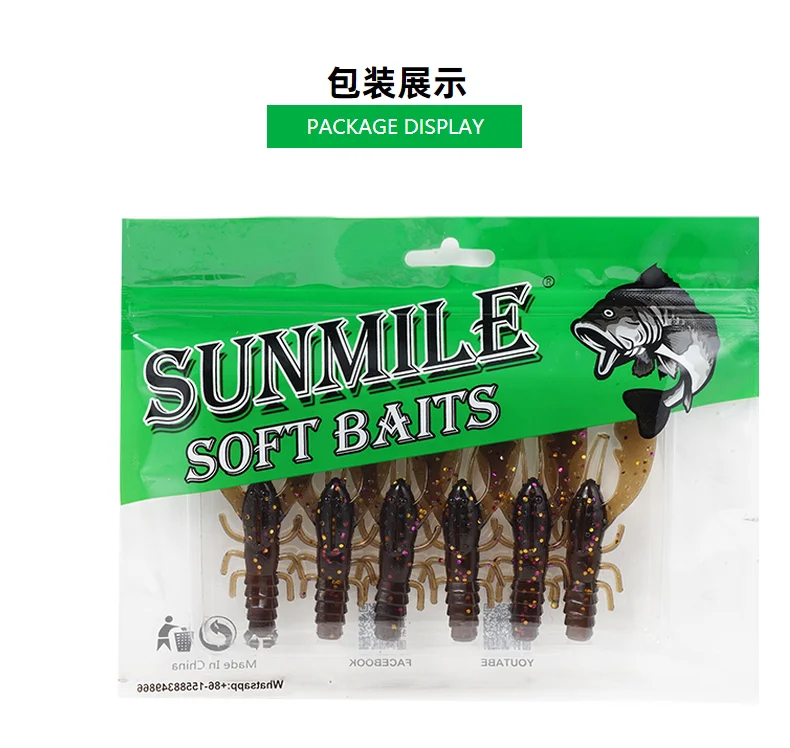 SUNMILE 6 Stück Angelköder Krebse Garnelen 7,5 cm/3,5 g Weiche Köder Kreatur Köder Iscas Künstlicher Köder Bass Barsch Angelköder – Detail 12