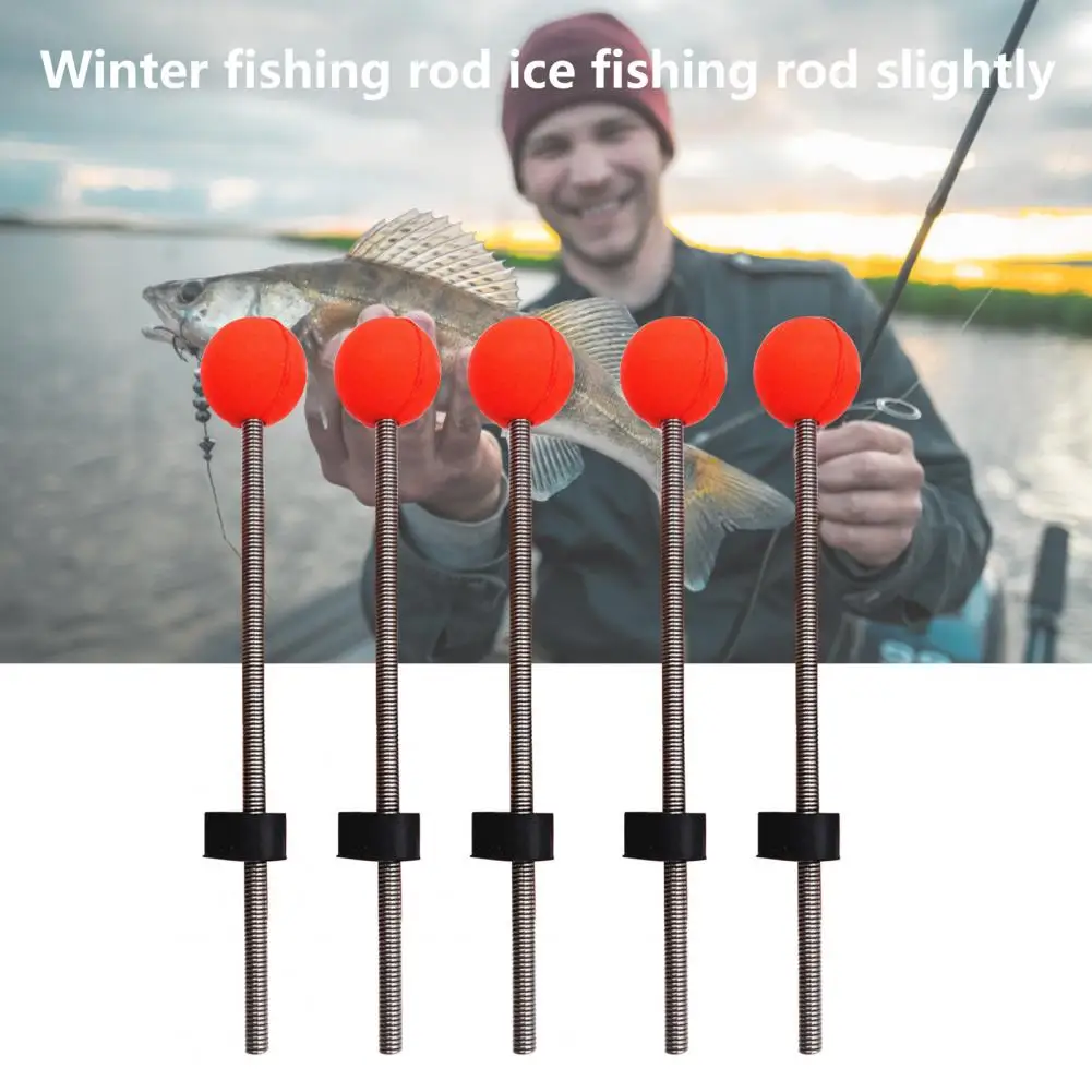 Fishing Rod Pole Tips Portable Easy to Use Red Outdoor Ice Fishing Pole Spring Ball Tips No Deformation