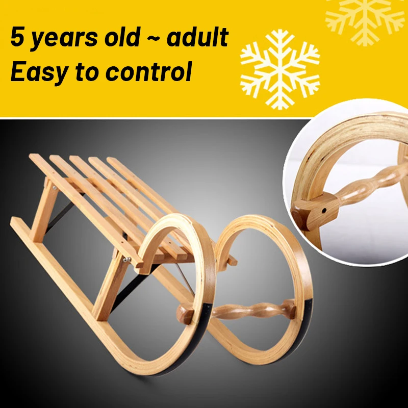 Popular Winter Games Kiddie Wooden Snow Sled Sledge