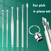 6pcs Stainless Steel Ear Wax Removal Tool Set Spiral Rotating EarPicking Spoon Ear Picker Spoon For Cleaning Collecting Ear Wax 1
