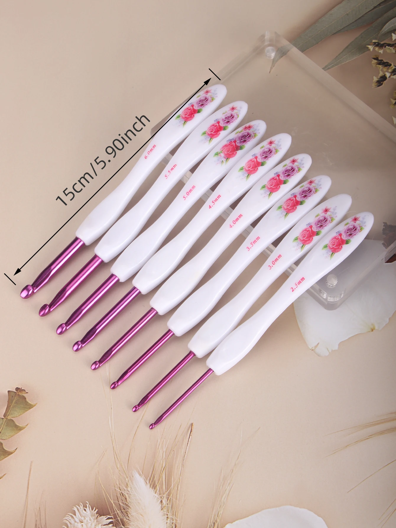 알루미늄 크로셰 후크 뜨개질 바늘, 멀티 컬러 소프트 플라스틱 그립 핸들, 직조 원사 공예 후크 세트, DIY 1.0mm-6.0mm, 8 개