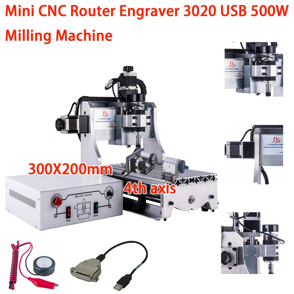 

3040 CNC Milling Machine 6040 CNC Router Engraving Cutting Equipment 3020 4 Axis Spindle Engraver for PVC PCB Work Free Shipping