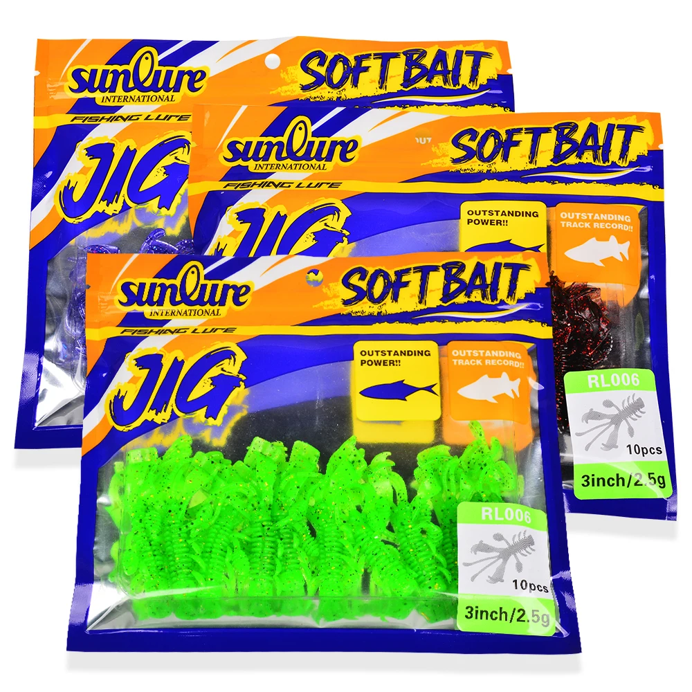 Sunlure 10 Stück/Beutel Weichköder Angelköder 2,5g 7,6cm Schwimmender Kunstköder 6 Farben Weicher Wurm für Barsch Hecht Swimbait Angeln – Detail 6