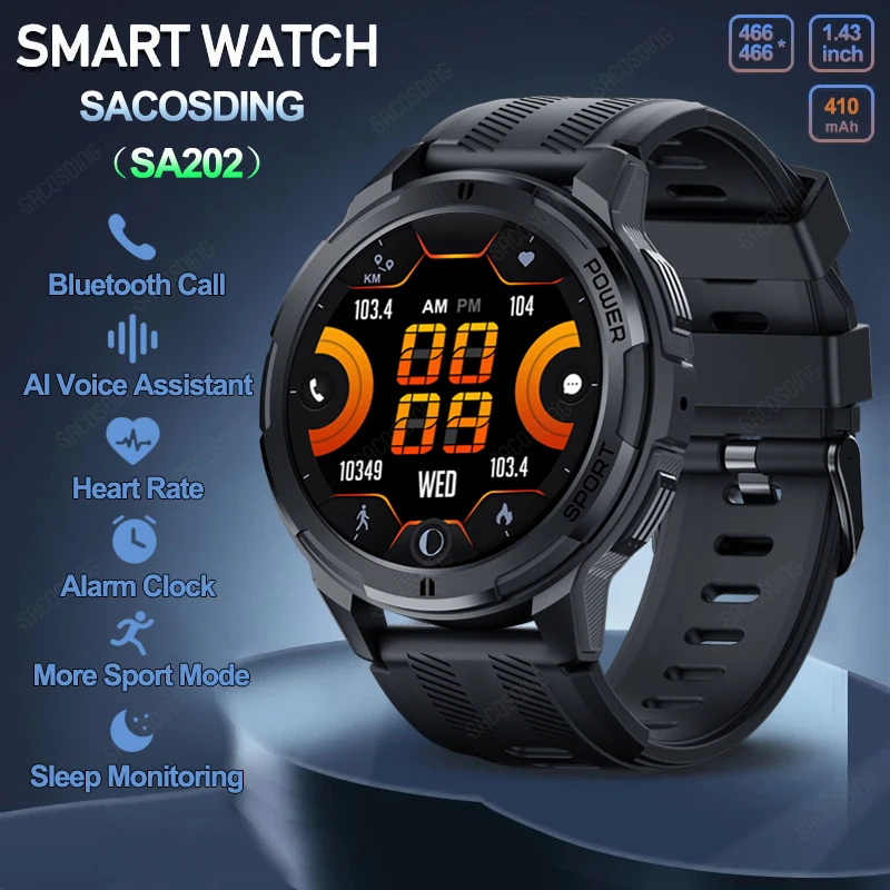 

Смарт-часы мужские водонепроницаемые (1 атм) с Bluetooth, 466*466