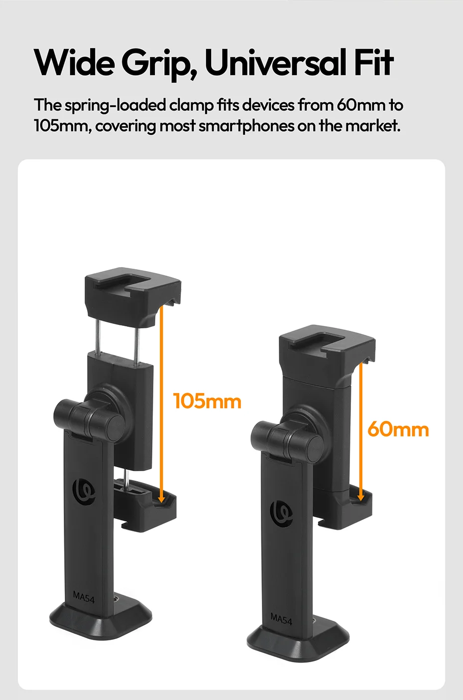 Phone Holder Rotatable Phone Clip with 1/4' Screw Hole & Uka Base Clamp 60-105MM