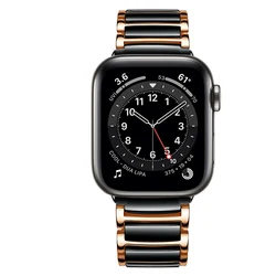 Elegant Ceramic Strap for Premium Watches - High - End Replacement Band (Rose gold black)