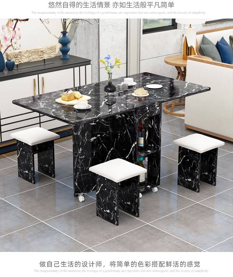 Folding Dining Table Set 4 Chairs Italian Nordic Luxury Dining Table Decorate Simple Mesas Y Sillas De Comedor Kitchen Furniture