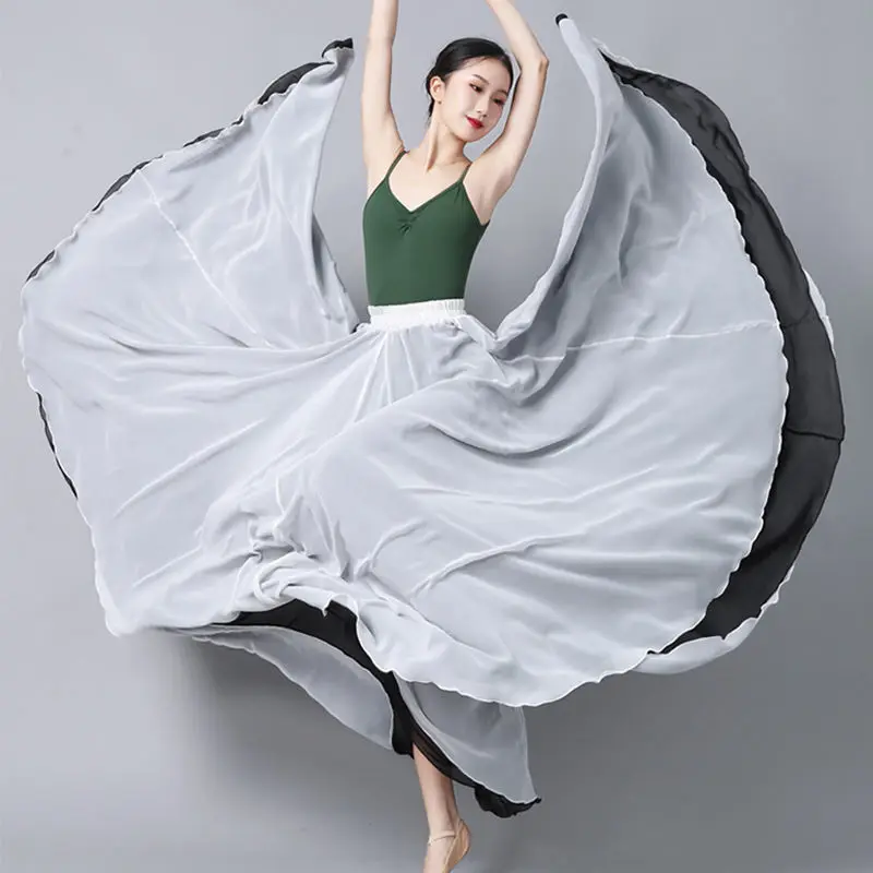 

Double sided 720 degree large swing skirt chiffon dance double-sided performance suit long ballroom dress